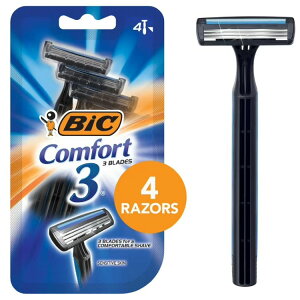 �r�b�N �R���t�H�[�g3 �����Y�g���̂ăJ�~�\�� 3���n 4�{ BIC Comfort 3 Disposable Men's Razor, 3 Blade Razor for a Comfortable Shave, 4-Count �y�����񂹏��i�z