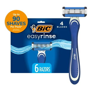 �r�b�N �C�[�W�[�����X �����Y�g���̂ăJ�~�\�� 4���n 6�{ BIC EasyRinse Anti-Clogging Disposable Razors, Men's, 4 Blades, All Skin Types, 6 Count �y�����񂹏��i�z