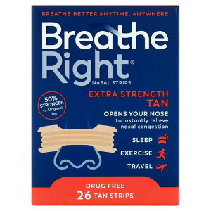 �u���[�Y���C�g �@�o�g���e�[�v �G�N�X�g���X�g�����O�X �^�� 26�� Breathe Right Nasal Strips, Extra Strength, Tan Nasal Strips, 26 Ct. �y�����񂹏��i�z