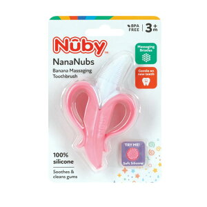 �k�[�r�[ �i�i�i�u�Y �o�i�i�^�}�b�T�[�W���u���V �x�r�[�p �s���N Nuby NanaNubs Banana Massaging Toothbrush for Infants, Pink �y�����񂹏��i�z