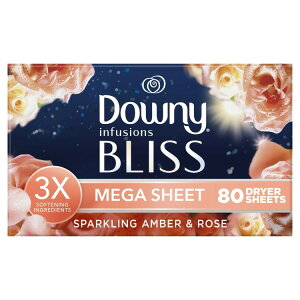 �_�E�j�[�C���t���[�W���� ���K �h���C���[�V�[�g BLISS �A���o�[�����[�Y 80������ Downy Infusions Mega Dryer Sheets BLISS Amber and Rose 80 Count �y�����񂹏��i�z