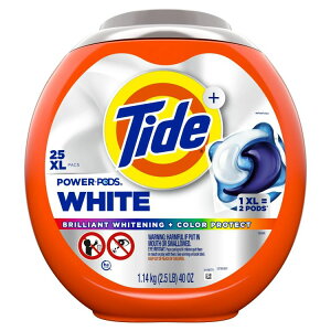 �^�C�h �p���[�|�b�Y �z���C�g �t�̐����܃J�v�Z�� �P�������{�F���ی� 25���� Tide Power PODS White Laundry Detergent Pacs, Brilliant Whitening + Color Protect, 25 Count �y�����񂹏��i�z