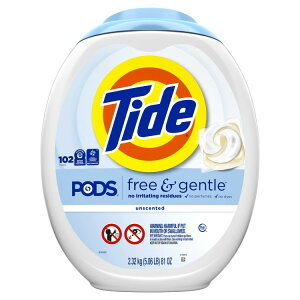 �^�C�h PODS �t���[���W�F���g�� �t�̐����܃p�b�N ��h���� ������ 102���� Tide PODS Free and Gentle Liquid Laundry Detergent Pacs, Hypoallergenic, Unscented, 102Count �y�����񂹏��i�z