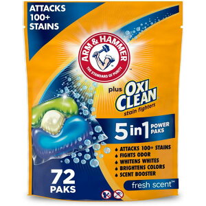 �A�[�����n���}�[ Plus �I�L�V�N���[�� �X�e�C���t�@�C�^�[�Y5 in 1 ������ 72���� Arm & Hammer Plus OxiClean Stain Fighters 5-in-1 Laundry Detergent 72 Count �y�����񂹏��i�z