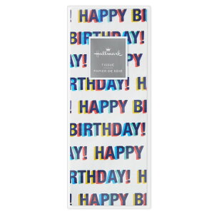 �z�[���}�[�N �e�B�b�V���y�[�p�[ �n�b�s�[�o�[�X�f�[���b�Z�[�W�� �z���C�g 6������ Hallmark Tissue Paper (Happy Birthday Messages on White) 6 sheets �y�����񂹏��i�z