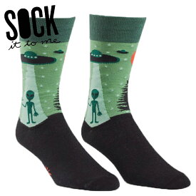 【メール便対応】 ソックス メンズ 靴下 総柄 宇宙人 宇宙 クルーソックス【I Believe】 Sock It To Me[ソック イット トゥ ミー] 春 春夏