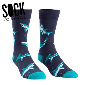 【メール便対応】 ソックス メンズ 靴下 総柄 サメ 動物 クルーソックス 【Shark Attack】 Sock It To Me[ソック イット トゥ ミー] 春 春夏