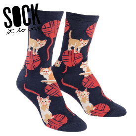【メール便対応】 クルーソックス ソックス レディース 靴下 総柄 ネコ 動物 【Kitten Knittin'】 Sock It To Me[ソック イット トゥ ミー] 春 春夏