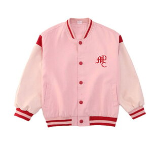 キッズスタジャン 女の子 ジャケット 野球ジャケット ジャンパー スタジャン キッズ スプリングコート カラーコンビ アウター ブルゾン 子供服 長袖 刺?ロゴ 通気性抜群 野球服 野球少女 ジ