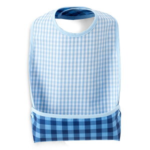 【ラスト!12%OFFクーポン】【ゆうパケット配送】 お食事エプロン スタイ ビブタイプ チェック大 綿100% 水色 ビブ よだれかけ 前掛け 赤ちゃん ベビー 出産祝い 男の子 女の子 小学校