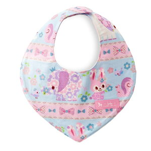 【ラスト!12%OFFクーポン】【ゆうパケット配送】 スタイ 三角タイプ お花大好きプリティ動物フレンド ライトブルー ビブ よだれかけ エプロン お食事 前掛け 赤ちゃん ベビー 出産祝い 女の