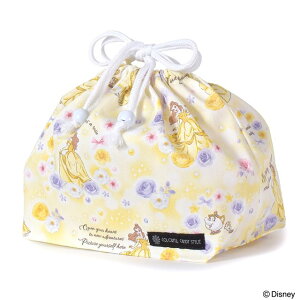 【ゆうパケット配送】 ディズニー ディズニー 巾着 中 マチ有りお弁当袋 ネームタグ付き Belle BEAUTY AND THE BEAST ベル 美女と野獣 子供用 中 マチ有りお弁当袋 お弁当 巾着 お弁当袋 キッズ お弁