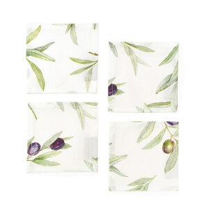 【ゆうパケット配送】 コースター 4枚セット スタンダードタイプ 綿100% オリーブツリー オリーブ ナチュラル プロヴァンス おしゃれ 布 キッチン雑貨 プレゼント デザイン シンプル 雑貨 キ