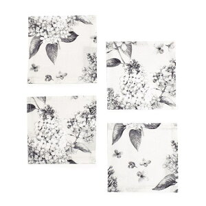 【ゆうパケット配送】 コースター 4枚セット スタンダードタイプ 綿100% ライラック モノクローム おしゃれ 布 キッチン雑貨 プレゼント デザイン シンプル 雑貨 キッチングッズ インテリア