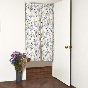 【ラスト!12%OFFクーポン】間仕切りカーテン のれん 86cm×150cm ボタニカルガーデン 暖簾 間仕切りカーテン 仕切りカーテン ホワイト 花柄 仕切り カーテン おしゃれ キッチン リビング 玄関