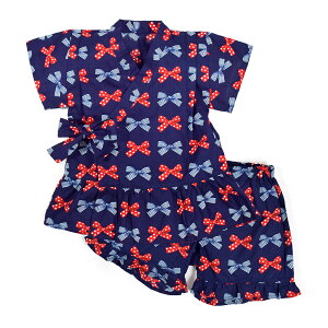 甚平 女の子 フレンチリボン 110 120 130 フリル 子供 キッズ おしゃれ 綿100% じんべい 110〜130cm ジュニア 甚兵衛 ジンベイ 小学生 女子 夏向き 夏祭り 部屋着 花火大会 納涼祭 イベント