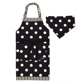 【10%OFFクーポン&Wプレゼント】decor PolkaDot エプロン 100-120サイズ polka dot large(twill・black)×narrow stripe(twill・black) 子供用 子供 エプロン 三角巾 セット ゴム キッズエプロン 子供用 おしゃれ 幼児 小学生 かわいい 小学校