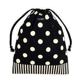 【SALE 15%OFF】【ゆうパケット配送】decor PolkaDot 巾着 大 体操服袋 polka dot large(twill・black)xnarrow stripe(twill・black) 子供用 大 体操服袋 体操服入れ 体操着入れ 体操着袋 巾着袋 大 お着替え袋 小学生 幼稚園 保育園 小学校