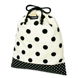 【SALE 40%OFF】【ゆうパケット配送】decor PolkaDot 巾着 大 体操服袋 polka dot large(twill・white)xpolka dot small(twill・black) 子供用 大 体操服袋 体操服入れ 体操着入れ 体操着袋 巾着袋 大 お着替え袋 小学生 幼稚園 保育園 小学校