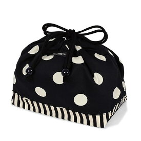 【10%OFFクーポン&Wプレゼント】【ゆうパケット配送】decor PolkaDot 巾着 中 マチ有りお弁当袋 polka dot large(twill・black)xnarrow stripe(twill・black) 子供用 中 マチ有りお弁当袋 お弁当 巾着 お弁当袋 キッズ お弁当バッグ ランチ 巾着 ランチ袋 幼稚園 小学校