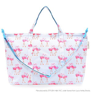 LAURA ASHLEY レッスンバッグ マチ付き Pretty Flamingo 手提げバッグ お稽古バッグ 絵本袋 通学 入園グッズ ピアノ レッスンバック ショルダー 肩掛け 小学生 保育園 バッグ 入学 おしゃれ かわいい