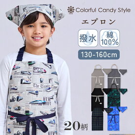 【20日まで！15％OFFクーポン】エプロン キッズ 男の子 130-160cm 三角巾セット 160 150cm 子ども用 三角巾 セット 男の子 140 150 130 子供 ゴム 幼児 小学生 かわいい 保育園 幼稚園 子ども おしゃれ 小学校 恐竜 電車
