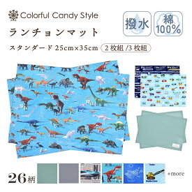 【2枚 3枚セット】 ランチョンマット(25cm×35cm) 子供用 撥水ノーアイロン 綿100％ スタンダードタイプ ラージ ナフキン 幼稚園 ランチョン マット 給食 ランチクロス テーブル クロス 給食 ランチ マット 男の子 おしゃれ 小学生 小学校
