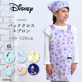 【15日限定 10％OFF】ディズニー エプロン キッズ 三角巾 セット 女の子 かわいい バッククロス 子ども キッズエプロン 100〜120cm プリンセス エルサ ベル ラプンツェル アリエル 子供 保育園 幼稚園 小学校 小学生