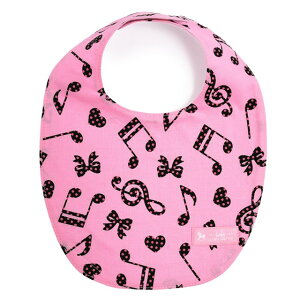 【特別割引50%OFF】【ゆうパケット配送】 スタイ 丸型タイプ 水玉音符のハーモニー ピンク ビブ よだれかけ よだれカバー エプロン お食事 前掛け 赤ちゃん ベビー 出産祝い ギフト 女の子 小