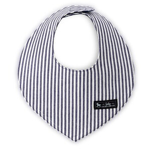 【特別割引50%OFF】【ゆうパケット配送】 スタイ 三角タイプ ヒッコリーストライプ 紺 ビブ よだれかけ エプロン お食事 前掛け 赤ちゃん ベビー 出産祝い 男の子 ストライプ 小学校