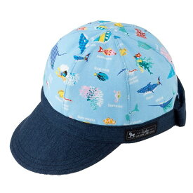 ベビー帽子 キャップ 海洋生物の楽園(ライトブルー)(赤ちゃん ベビー 出産祝い男の子) 小学校