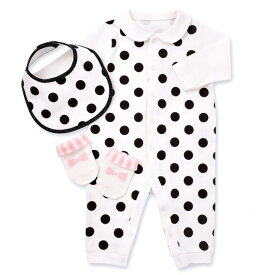 【10%OFFクーポン＆Wプレゼント】ベビーギフト3点セット polka dot large(white) (赤ちゃん ベビー 新生児 出産祝い ギフト 女の子) 小学校