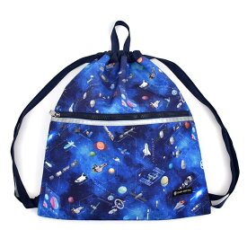 ランドセルの上から背負えるナップサック 巾着 大サイズ ファスナーポケット付き リフレクター付き 撥水ノーアイロン 未来の惑星探査と宇宙船 子供用 体操着入れ 子供 キッズ お着替え袋 ランドセルの上から 体操服入れ 体操服袋 小学生 小学校