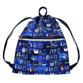 ランドセルの上から背負えるナップサック 巾着 大サイズ ファスナーポケット付き 撥水ノーアイロン 電車の顔コレクション ※JR東日本商品化許諾済 子供用 体操着入れ 子供 キッズ お着替え袋 ランドセルの上から 体操服入れ 体操服袋 小学生 小学校