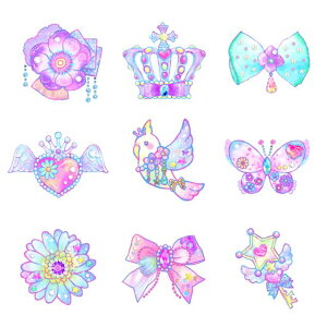 【ゆうパケット配送】 お名前シール スタンダード 撥水タイプ 375ピース 虹色スウィートパステルチャーム 子供用 入園準備 入学準備 名前 ラベル シール 幼児 子供 ネームラベル 小学校