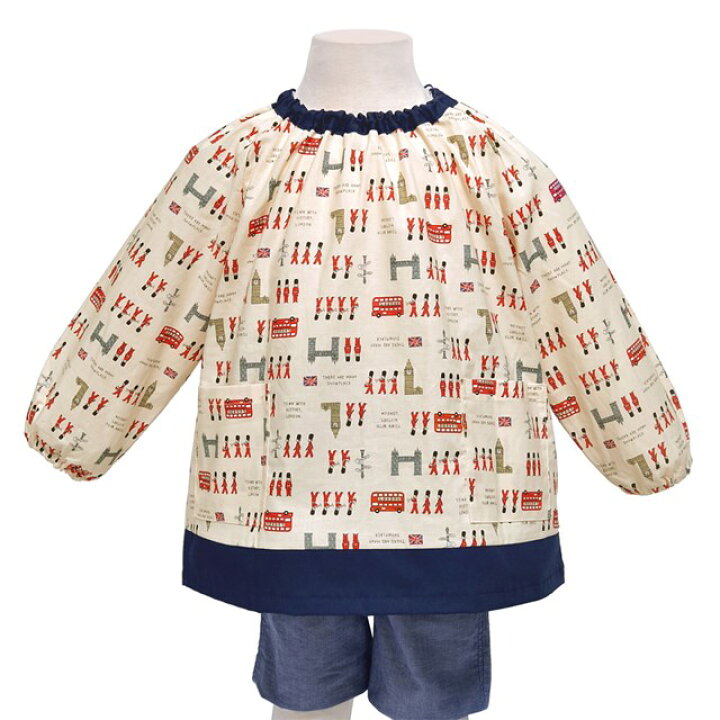 楽天市場 スモック てくてくロンドン行進曲 生成 子供用 長袖スモック 幼稚園 エプロン 小学生 用 子供 用 書道 高学年 美術 おしゃれ スモック Colorful Candy Style