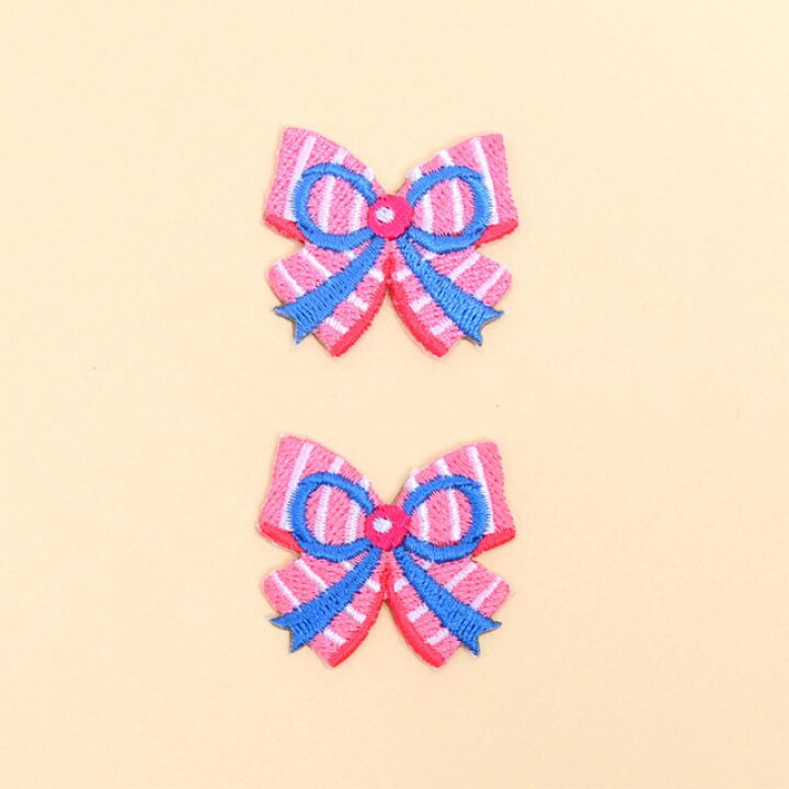 125円 【SALE/102%OFF】 ワッペン リボン アップリケ 女の子 3個セット 約幅1.8cm×縦2.5cm ピンクのストライプ 125円 【SALE/102%OFF】 ワッペン リボン アップリケ 女の子 3個セット 約幅1.8cm×縦2.5cm ピンクのストライプ