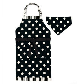 【新スクールアイテム特割フェア開催中】decor PolkaDot エプロン 130-160サイズ polka dot large(twill・black)×narrow stripe(twill・black) 子供用 子供 エプロン 三角巾 セット ゴム キッズエプロン 子供用 おしゃれ 幼児 小学生 かわいい 女の子 小学校