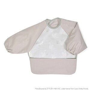 【ゆうパケット配送】 LAURA ASHLEY お食事エプロン 長袖タイプ Swans ビブ よだれかけ 前掛け 赤ちゃん ベビー 出産祝い 小学校