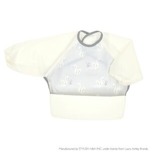 【ゆうパケット配送】 LAURA ASHLEY お食事エプロン 長袖タイプ Swans ビブ よだれかけ 前掛け 赤ちゃん ベビー 出産祝い 小学校