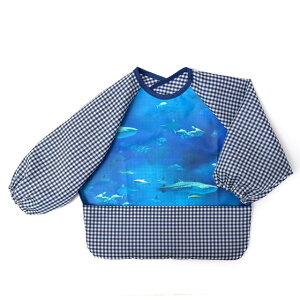 【特別割引70%OFF】【ゆうパケット配送】 お食事エプロン 袖あり 海の生き物柄 日本製 ビブ よだれかけ 前掛け 赤ちゃん ベビー 新生児 出産祝い ギフト 女の子 小学校