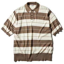 【SALE 40%OFF】WILLY CHAVARRIA / CHARLIE BROWN STRIPE SWEATER POLO BROWN & SAND 送料無料当店通常価格：29,700円(税込)