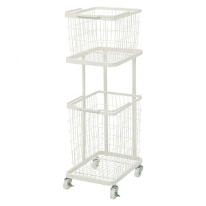 ランドリーラック KR-3945 幅33cm 奥行き42cm 高さ97cm キャスター付き ランドリーバスケット 分別 スタッキング ラック カゴ 洗濯かご 洗濯機 収納ラック スリム 縦型 洗濯機ラック 収納 ランドリ