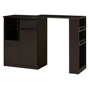 伸縮キッチンカウンター VKC-7142OS 幅75〜125cm 奥行40cm 高さ84cm コンセント付き カウンター キッチン収納 すき間収納 スライド棚 ボトルラック スパイスラック 炊飯器ラック レンジ台 食器棚 引