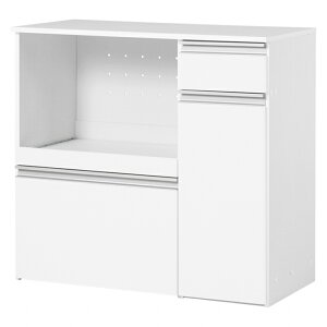 キッチンカウンター VKC-7155 幅89cm 奥行き40cm 高さ82cm 収納庫タイプ キャビネット 食器棚 パントリー レンジ台 炊飯器ラック キッチン家電 調理器具 引出し スライド棚 2口コンセント 作業スペ