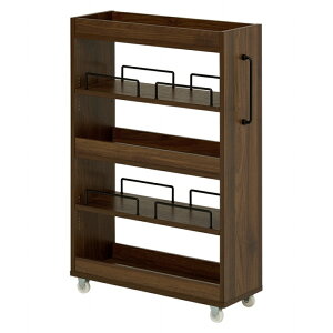 隙間収納ワゴン RCC-1534 幅20cm 奥行55cm 高さ85cm ロータイプ キッチンワゴン 取っ手 キャスター付き キッチン収納 オープンラック 可動棚 ラック 棚 キッチンラック パントリー 台所 大容量 ス