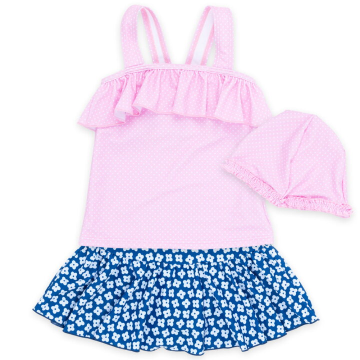 楽天市場 子供水着 女の子 キッズ 水着 Sandia サンディア 小花柄セパレート ベビー 90cm トドラー 100cm 110cm 1cm 130cm 140cm キャップ付き 水着 ラッシュガードのcdmストア