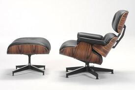 ハーマンミラー イームズラウンジチェア オットマン シェル サントスパリサンダー 張り地 皮革ブラック Herman Miller Eames Lounge Chair & Ottoman L1-2 ES67071-9N2109