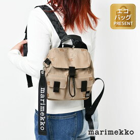 【エコバッグ付】 マリメッコ バックパック エブリシング S ロゴ ブラウン×ブラック marimekko Everything Backpack S M-Logo リュック おしゃれ 送料無料 セール _ss11