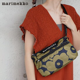 marimekko ラム レザー ショルダーバッグ ボディバッグ カーキ 